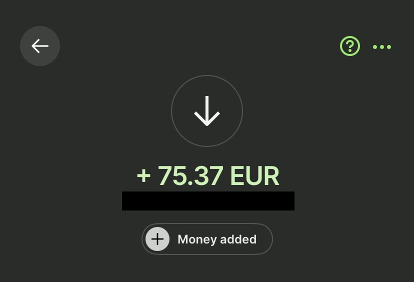 Pagamento de 75,37 euros recebido